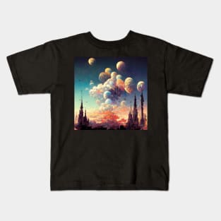 Cloud Moons - Fantasy Landscape Kids T-Shirt